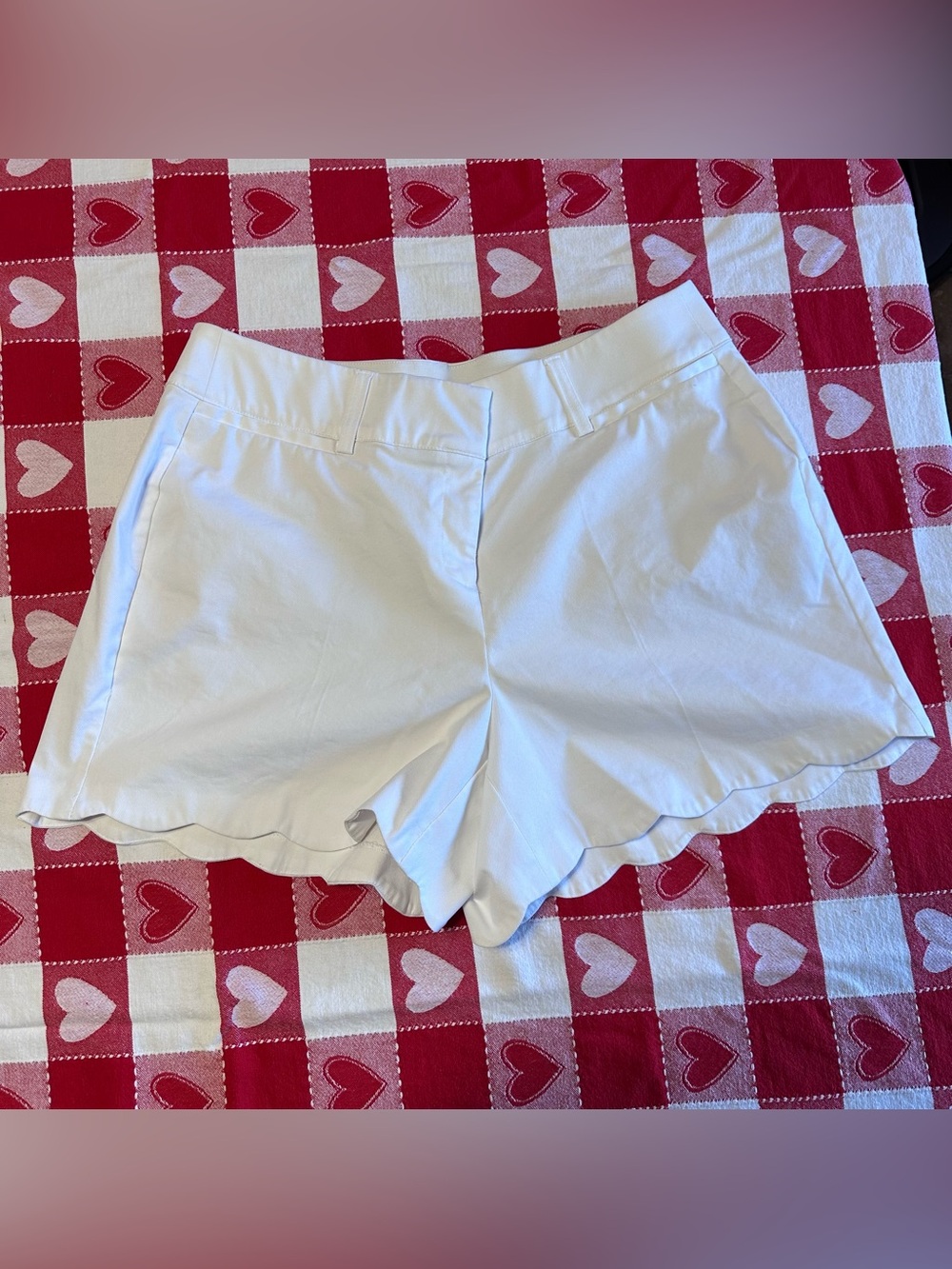 Lane Bryant The Allie White Scalloped Shorts Comfort Stretch